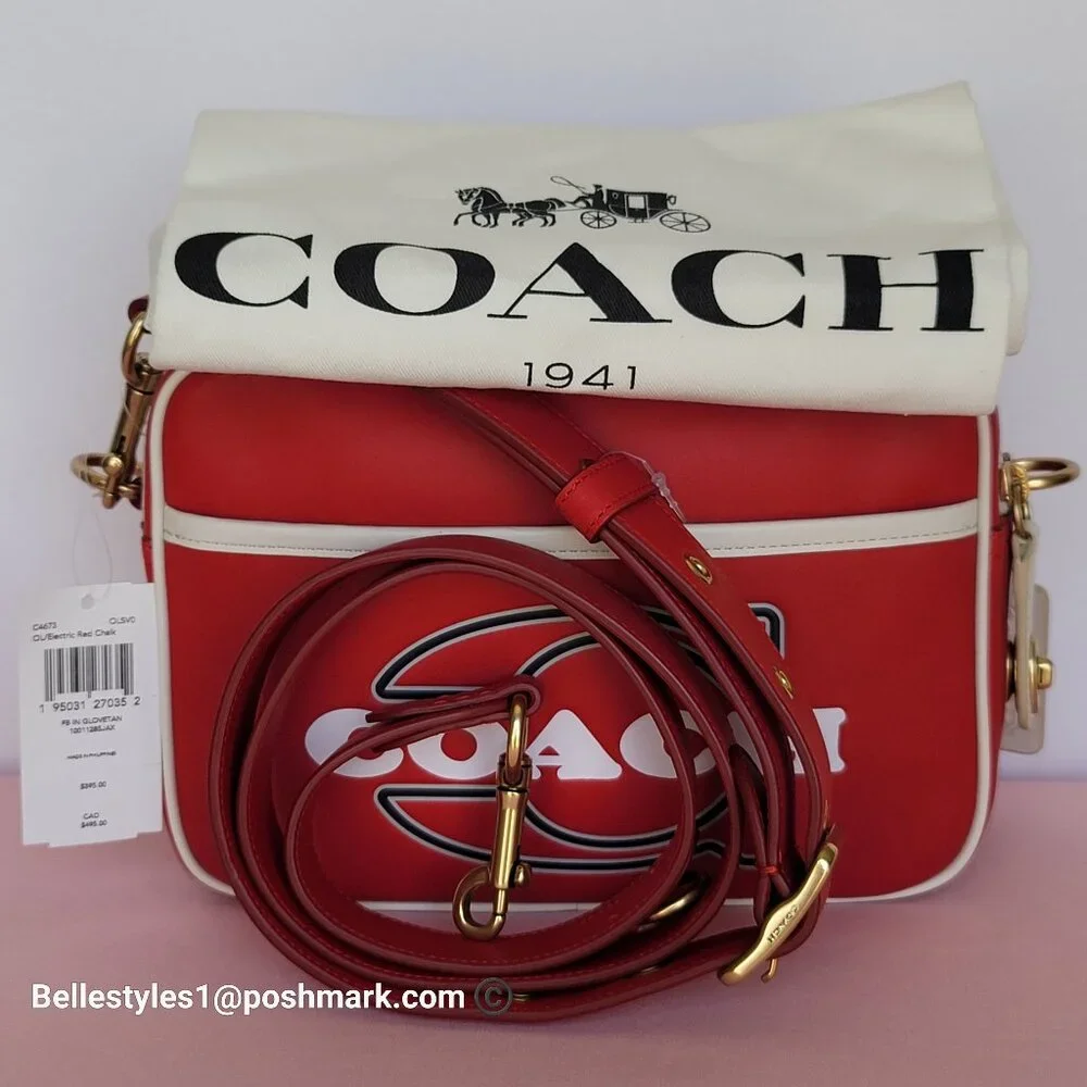 COACH Unisex 1941 Camera Glovetanned Leather with COACH Stamp Crossbody Bag⭐ - Picture 15 of 16